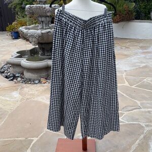 Black and White Gingham Wide-Leg Pants